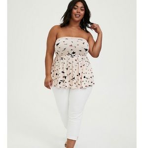 Torrid | Super Soft Pink Strapless Peplum Top